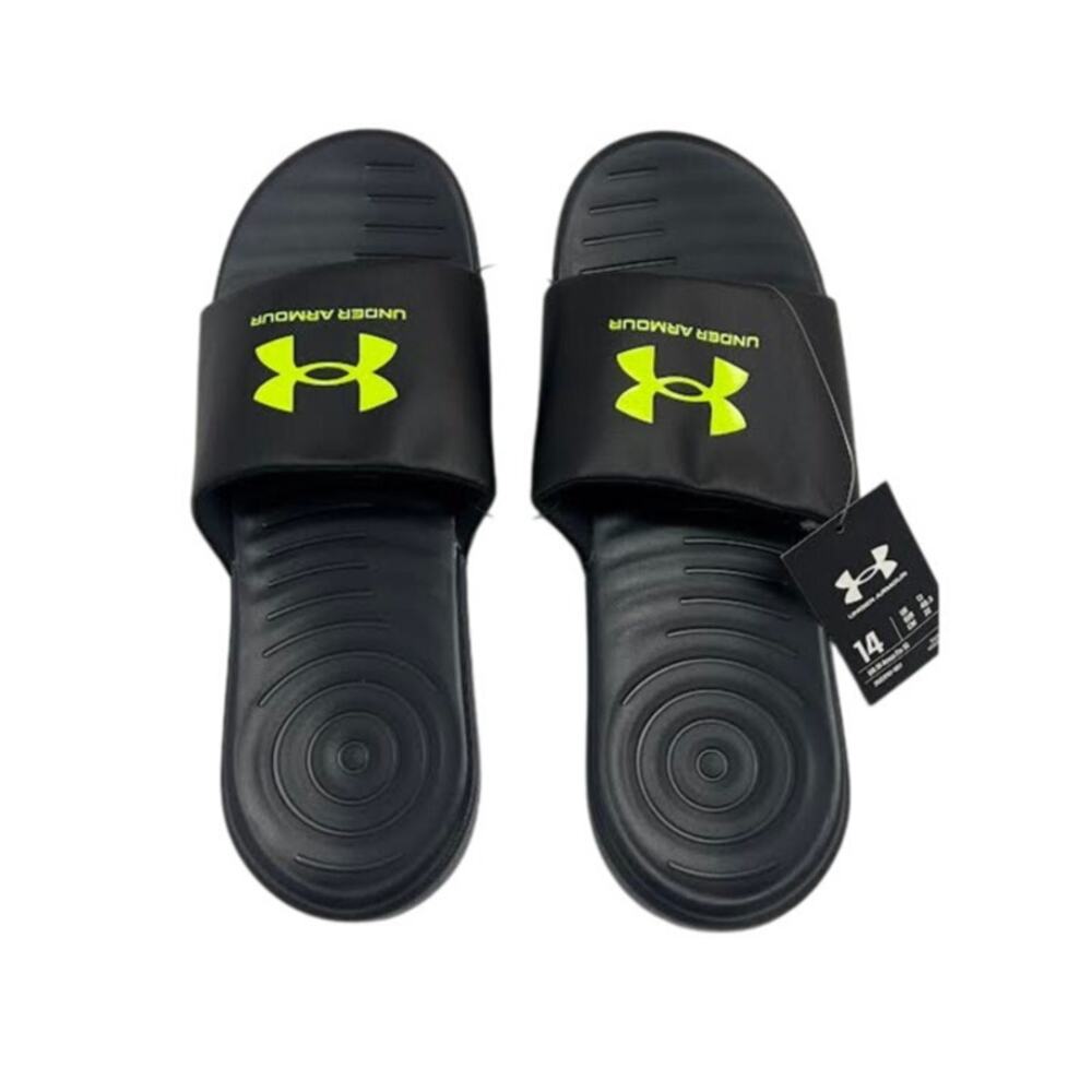 NWT! Under Armour Men's Ansa Fixed Strap Black/Lime 14, US
